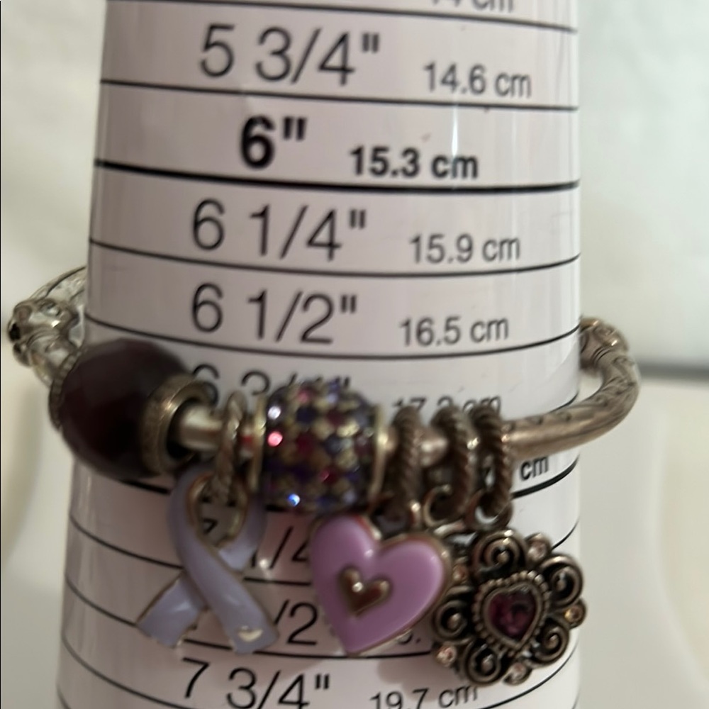 Silver and Purple Charm Bracelet